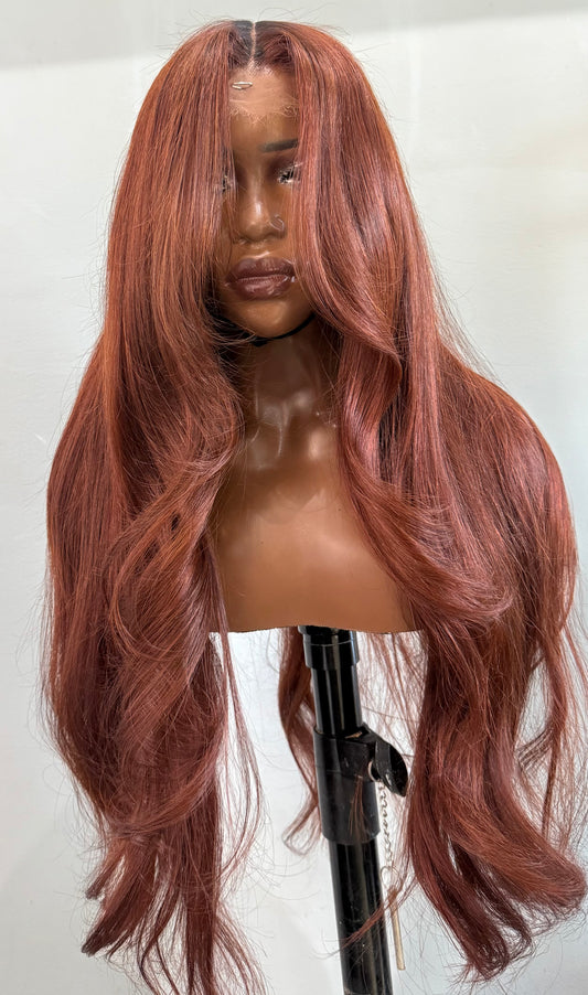 Dark ginger frontal wig.