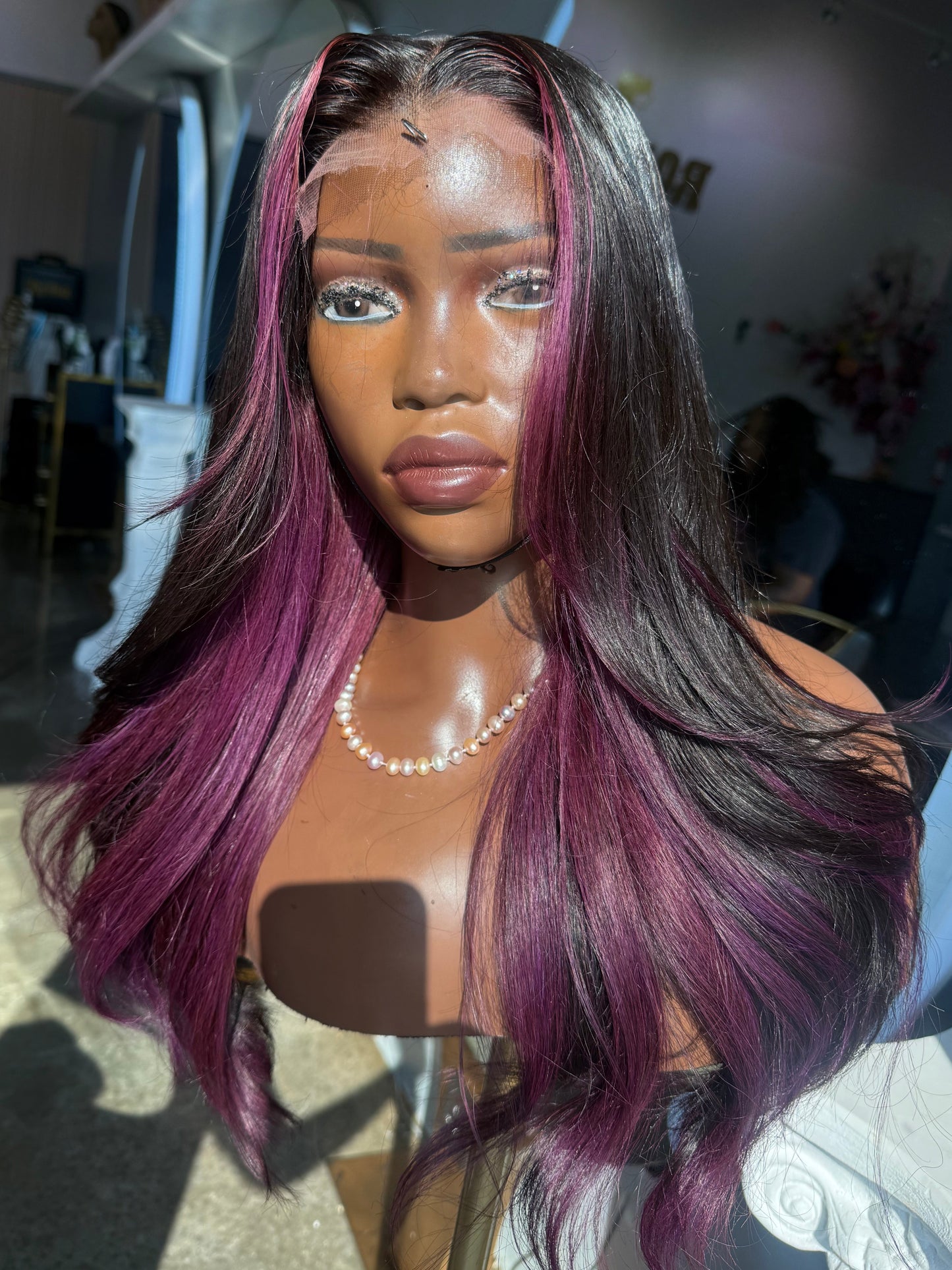 Front right view of virgin hair with 180% density.