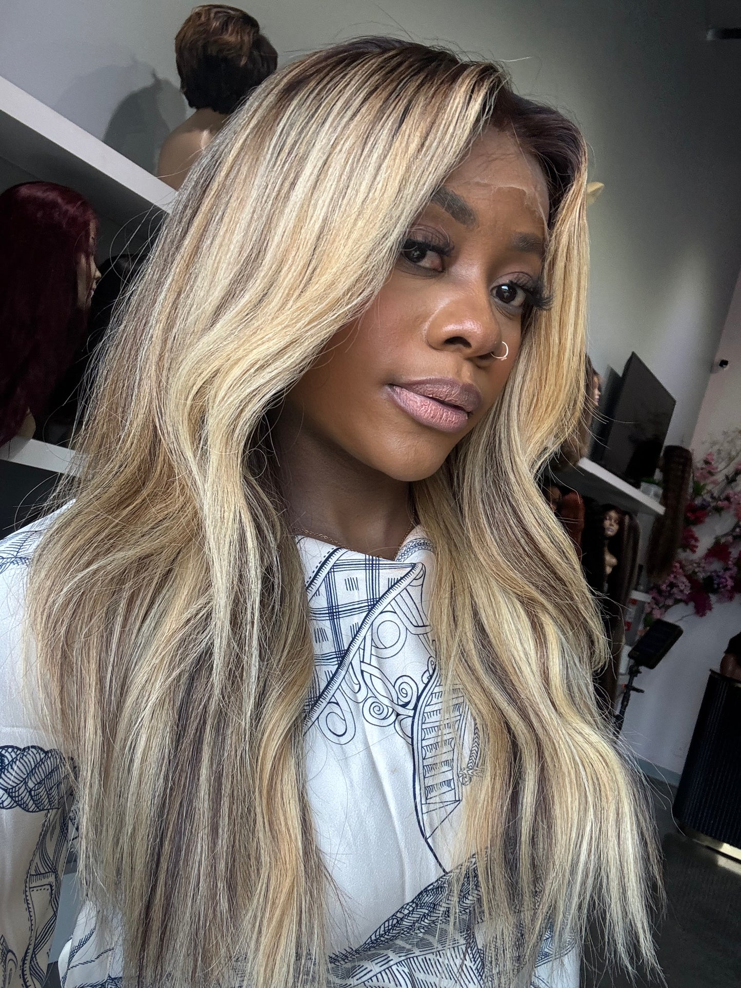 Custom blonde bleached human hair wig made with 3 bundles.