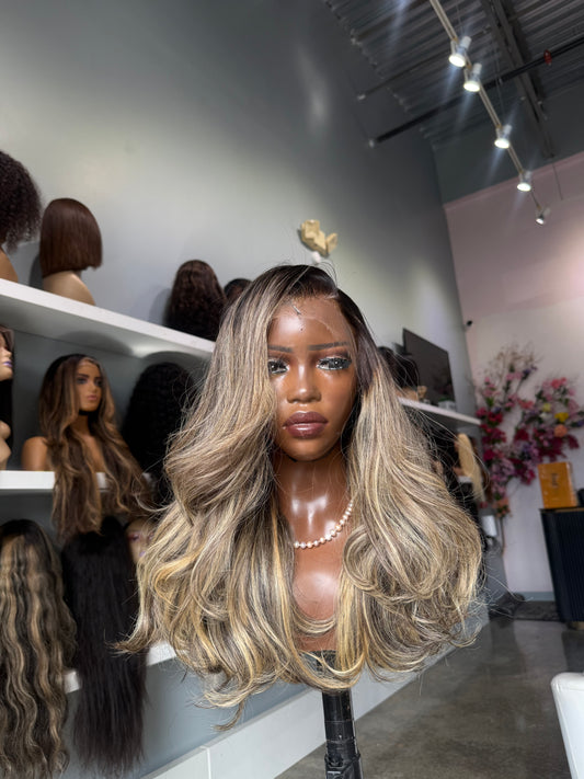 Front view of raw hair wig made with 3 bundles.