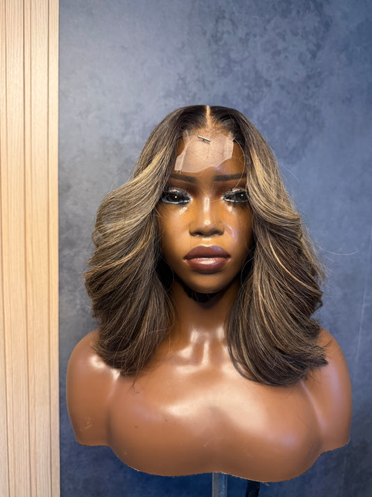 Indian wig with lace closure 2x6 front view.