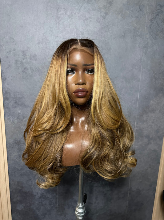 Blonde Raw Vietnamese wig, front view.