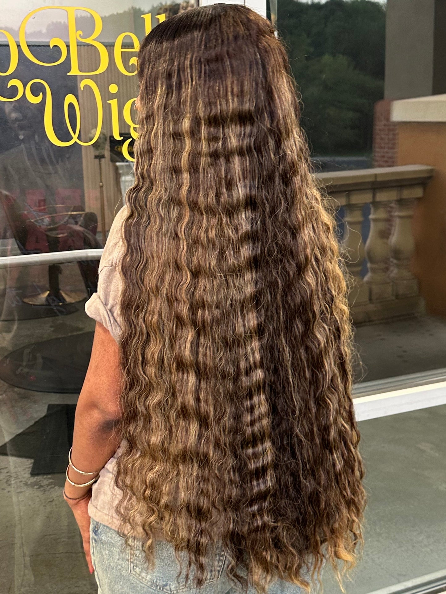 Back of 100% raw Vietnamese hair wig made with an HD lace closure 6X6.