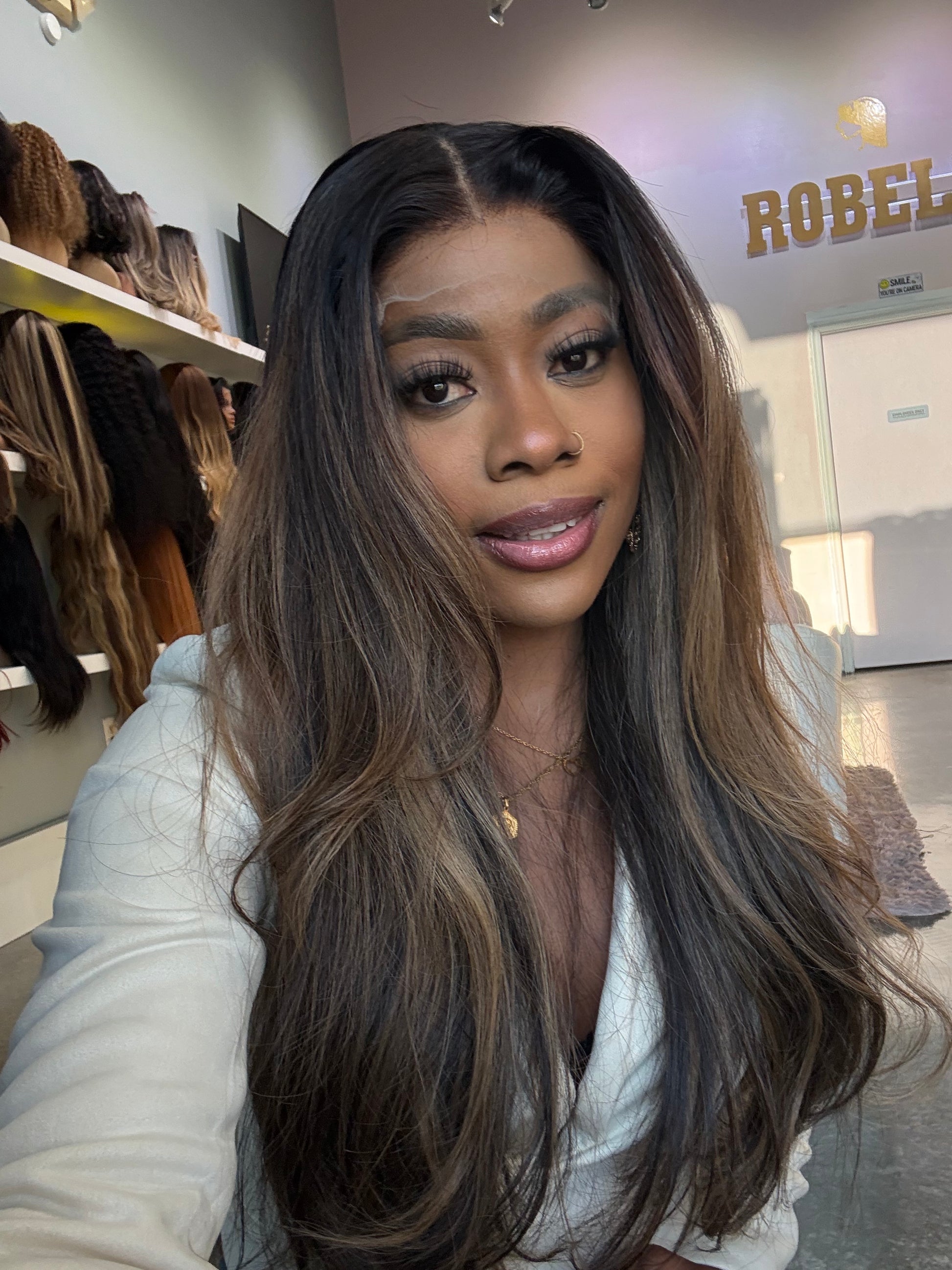 Front view of lace closure raw hair wig.